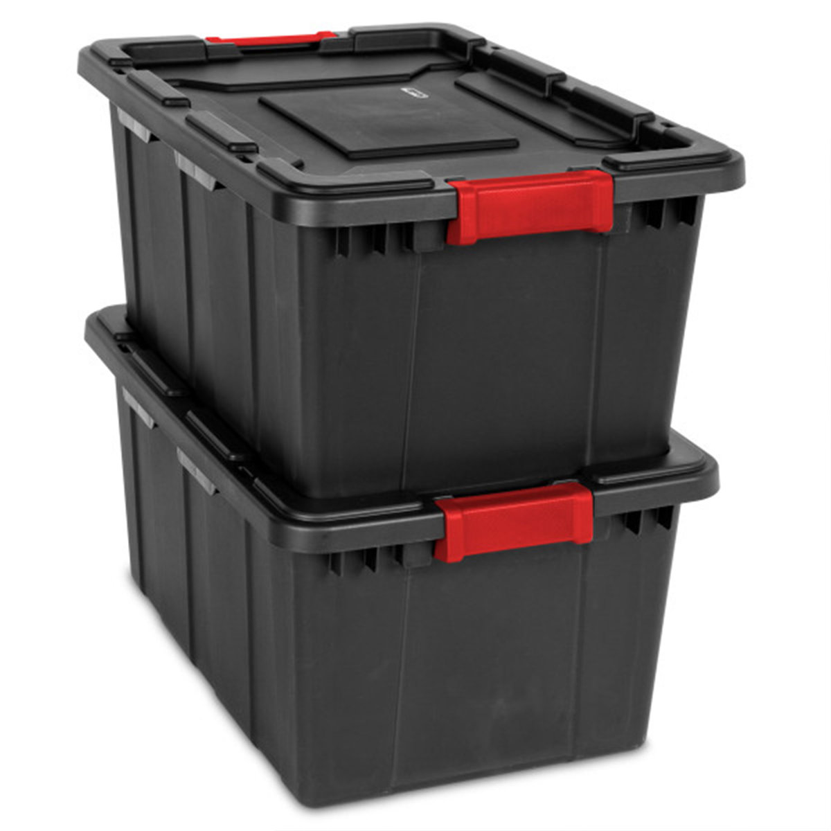 Industrial Tote Stackable Storage Bin with Latching Lid (Set of 4)